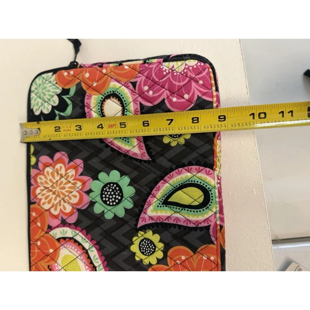 Vera Bradley Quilted Laptop Sleeve Case Cover Tablet Pouch Floral Paisley Black